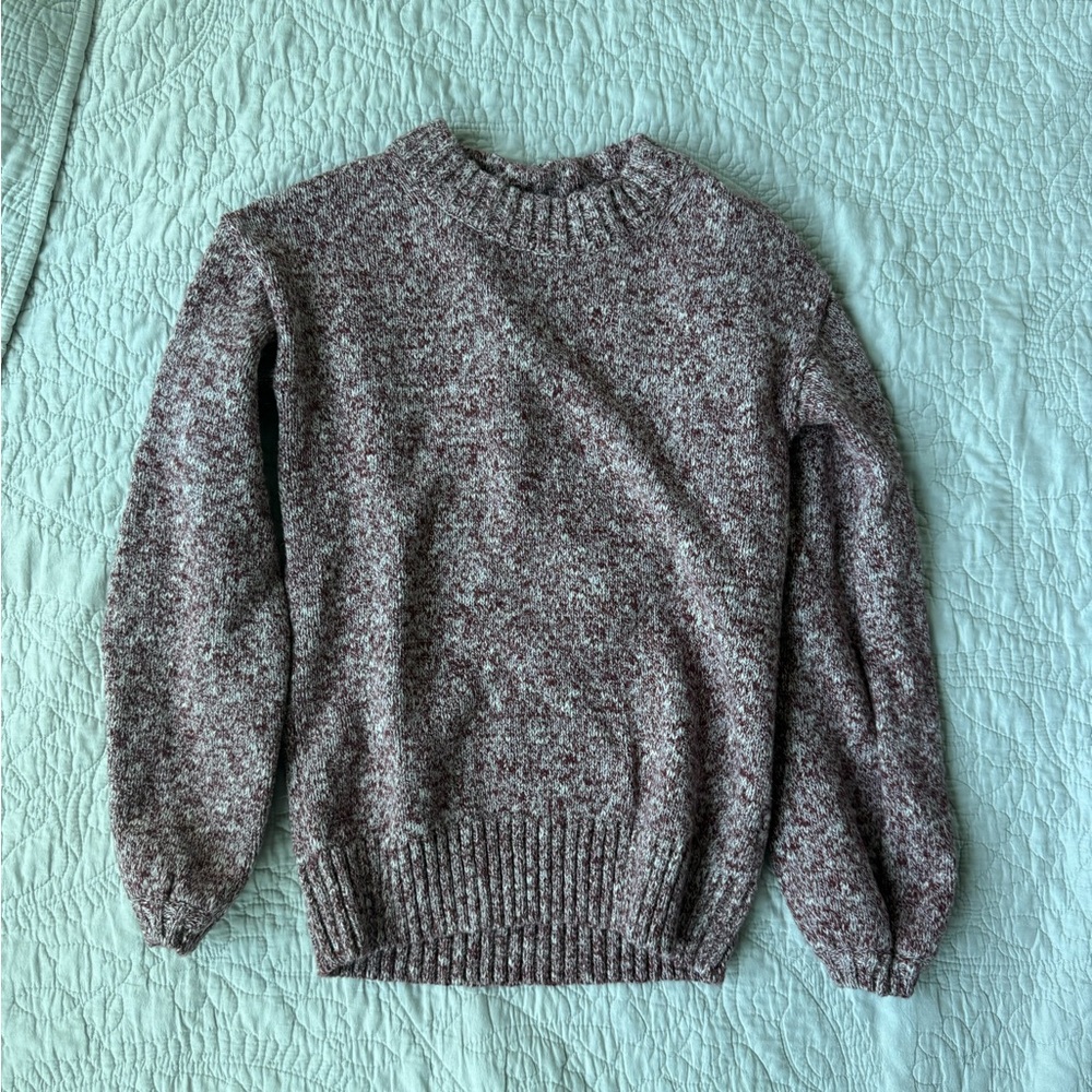 J. Crew Textured Crew Neck Sweater - Cream and Brown